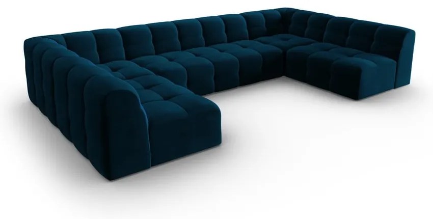 Тъмносин ъглов диван от кадифе (U-образен) Kendal - Micadoni Home