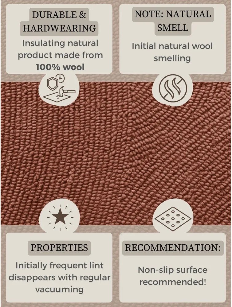 Ръчно изработен вълнен кръгъл килим в тухлен цвят ø 200 cm Calmio – Hanse Home