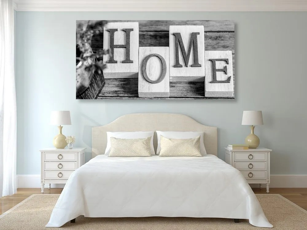 Картина на платно – Буквички Home в черно-бяло