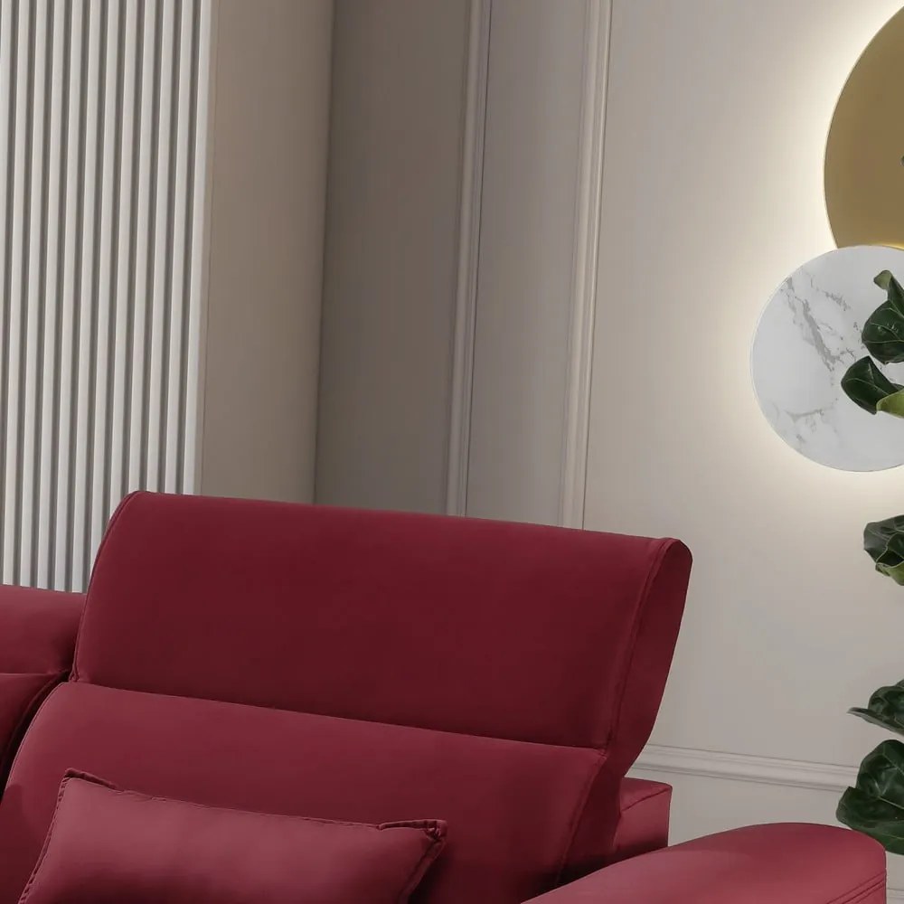 Червен кадифен разтегателен ъглов диван с място за съхранение (ляв ъгъл) Foble – ELTAP