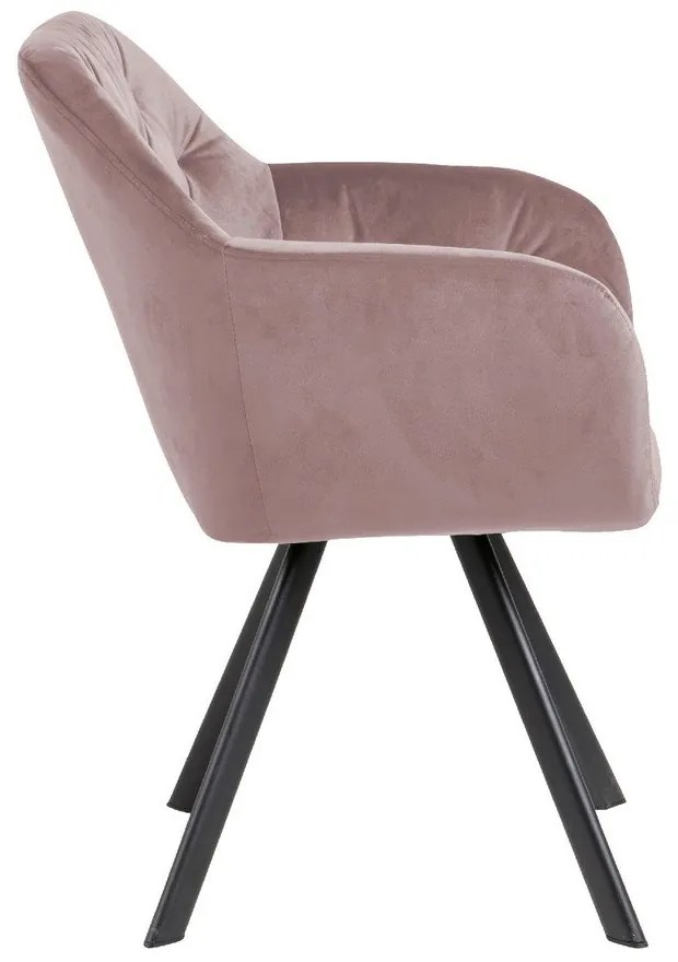 Светлорозов тапициран трапезен стол с подлакътници Lola – Actona