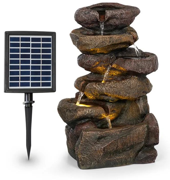Blumfeldt Savona, соларен фонтан, 2,8 W, полирезин, 5 часа, батерия, LED осветление, камък