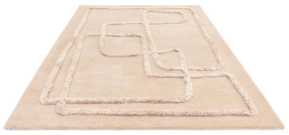 Бежов ръчно изработен вълнен килим 120x170 cm Matrix – Asiatic Carpets
