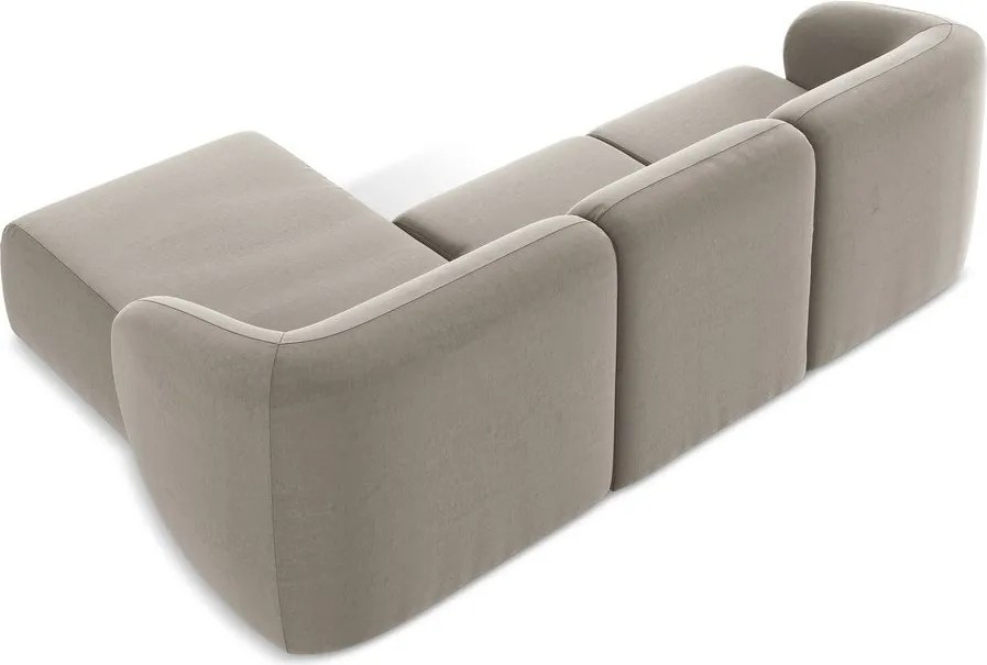 Светлокафяв кадифен ъглов диван (десен ъгъл) Lani – Makamii