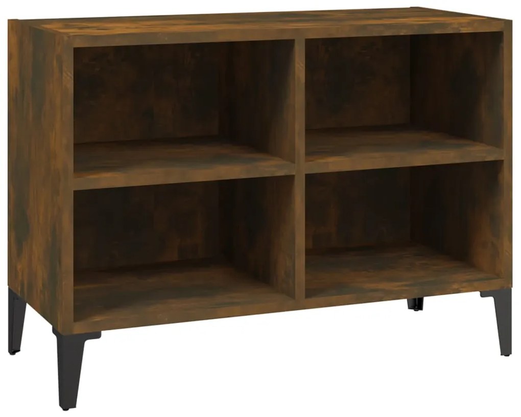 813149 vidaXL ТВ шкаф с метални крака, опушен дъб, 69,5x30x50 см