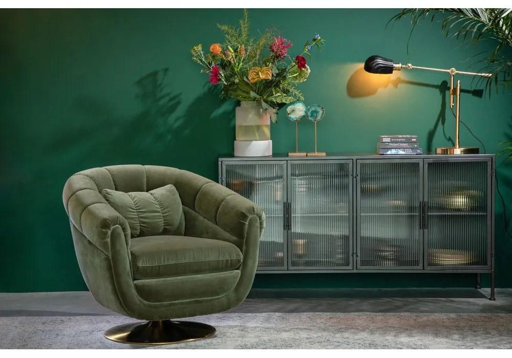 Маслиненозелено кадифено кресло Member - Dutchbone