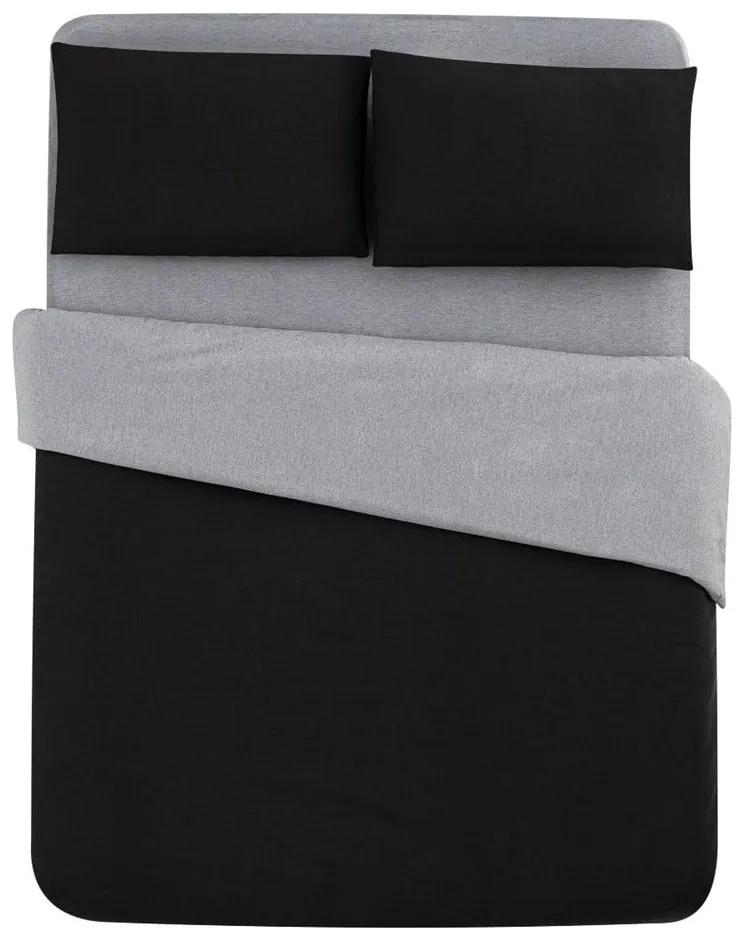 Черен и сив памучен чаршаф за двойно легло/разширен чаршаф 200x220 cm - Mila Home