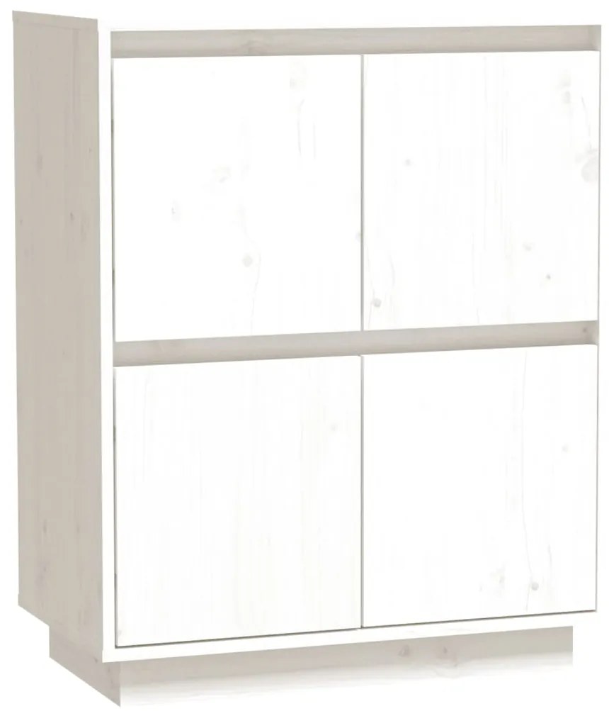 813376 vidaXL Сайдборд, бял, 60x34x75 см, бор масив