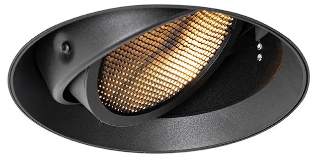 Модерен вграден прожектор черен GU10 AR111 кръгъл без рамка - Oneon Honey