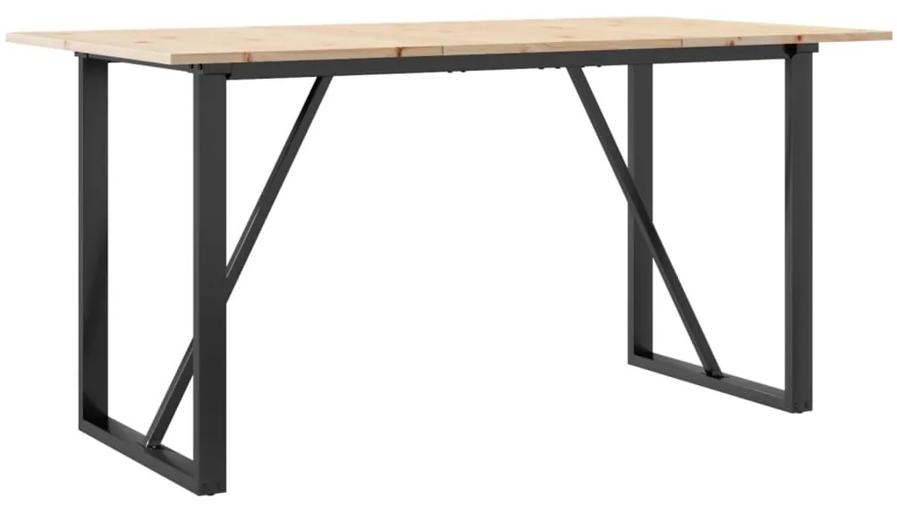 3282677 vidaXL Трапезна маса О-образна рамка 160x80x75 см бор масив и стомана
