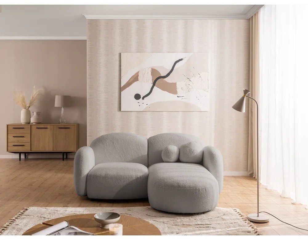 Сив ъглов диван от прежда с примки от букле (десен ъгъл) Orbit – Ropez