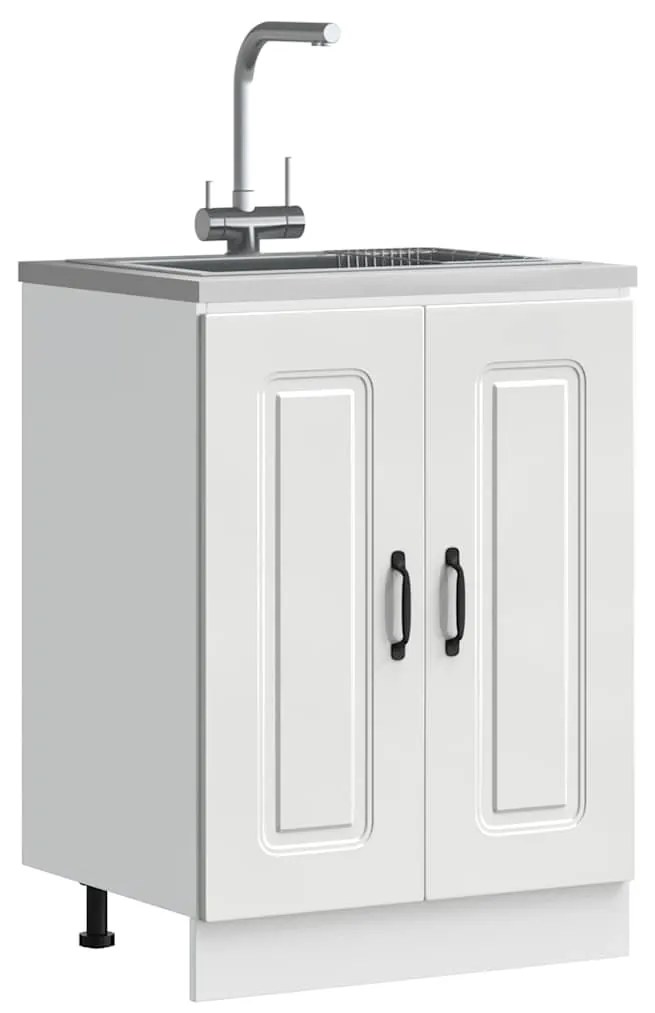 853437 vidaXL Шкаф за мивка "Kalmar" Бял 60x46x81,5 cm Инженерна дървесина