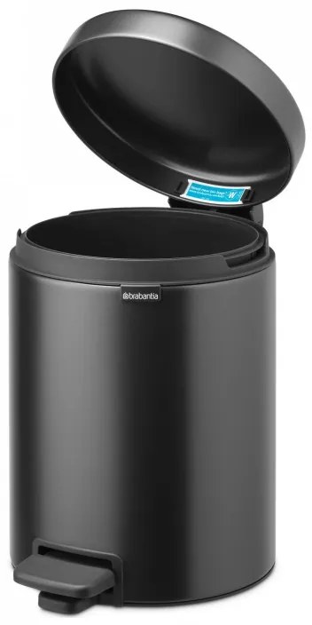 Кош за боклук с педал Brabantia NewIcon 1008838, 5 л, Плавно затваряне, Противоплъзгаща основа, Тъмносив