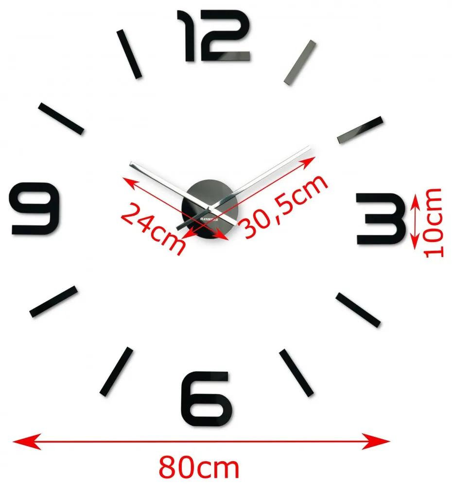 Дизайнерски черен стенен часовник, 80 см червен