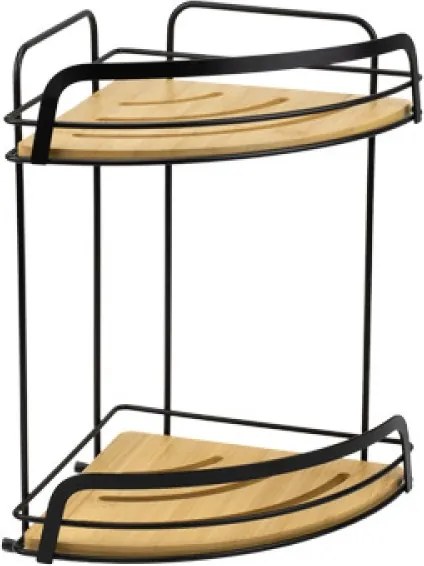 Horecano - Етажерка на 2 нива ъглова с бамбук 22x22xh31см черна HOME-(80006-HF001)