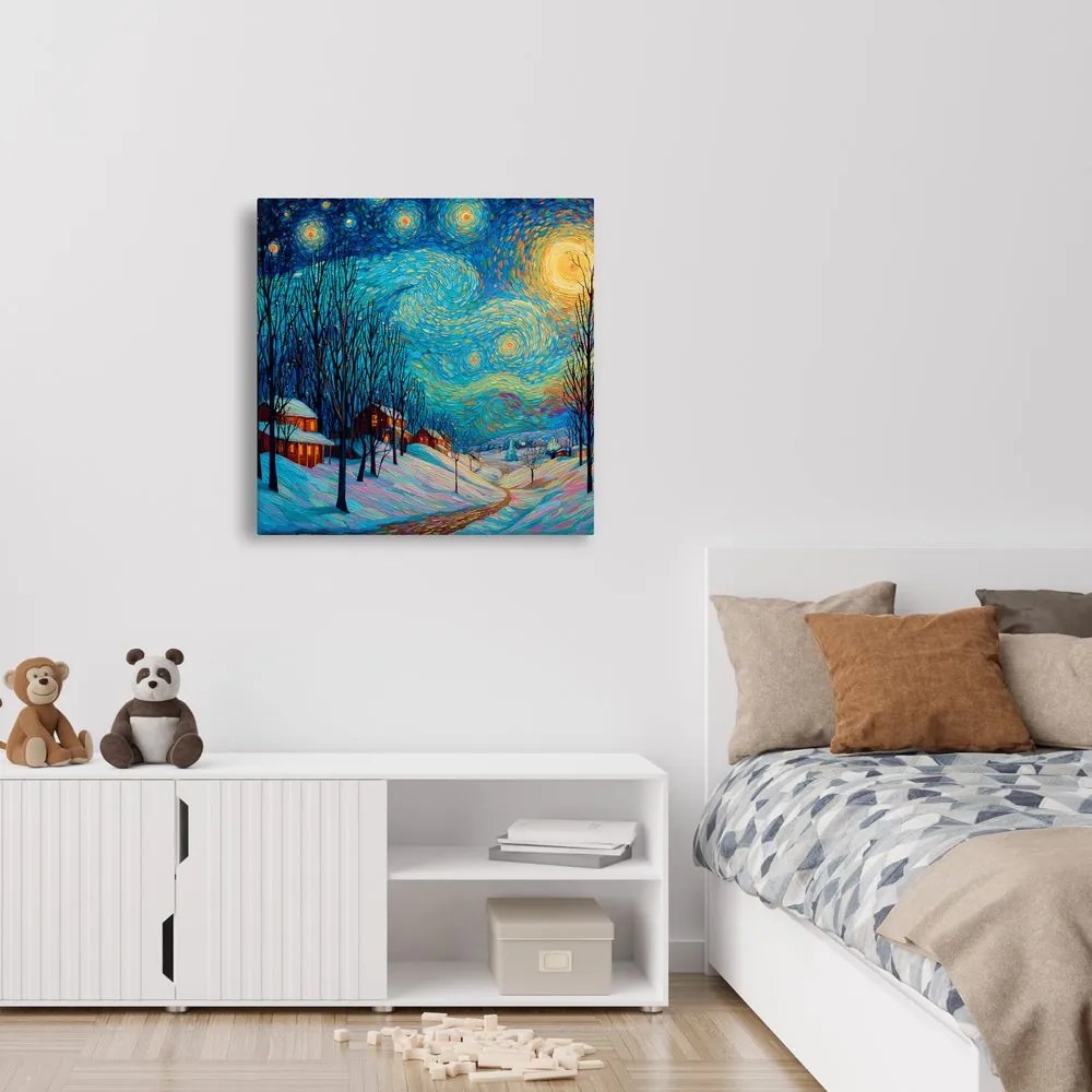 Картина на платно Коледна – Празничен нощен пейзаж