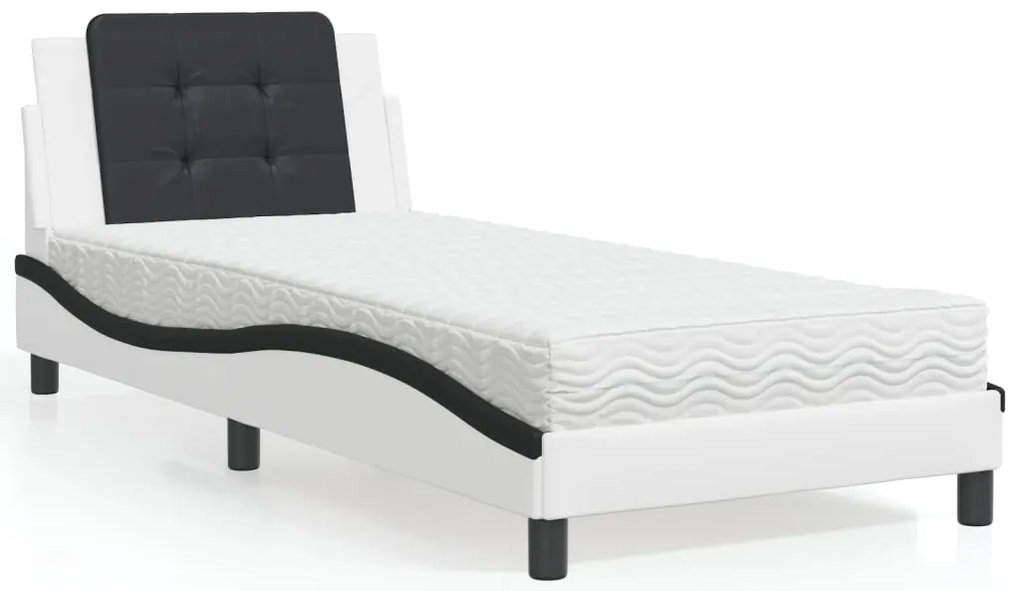 3208830 vidaXL Легло с матрак, бяло и черно, 80x200 см, изкуствена кожа