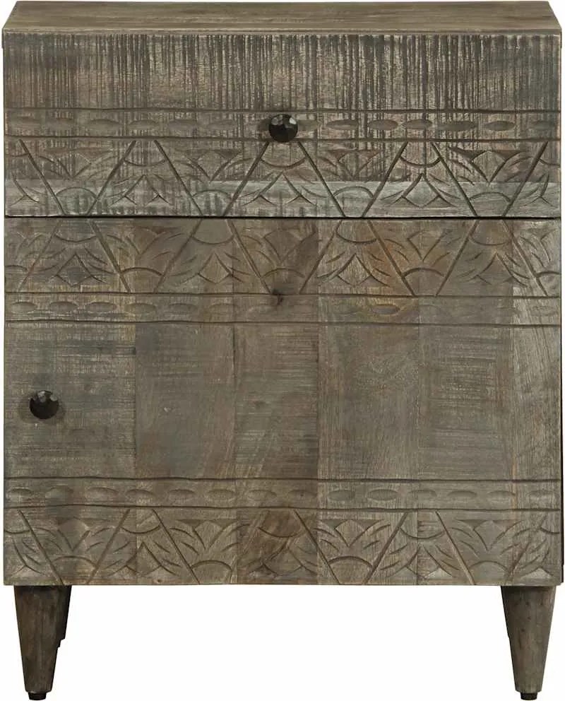 4017800 vidaXL Нощно шкафче Светло сиво 50x33x60 cm Масивна дървесина Манго