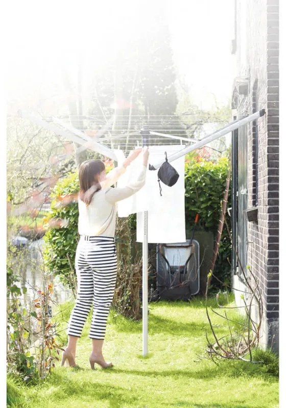 Външен простор Brabantia Lift-O-Matic 90300269, 60 м, Регулируема височина, Метален шиш за вкопаване, Резистентен на корозия, Инокс