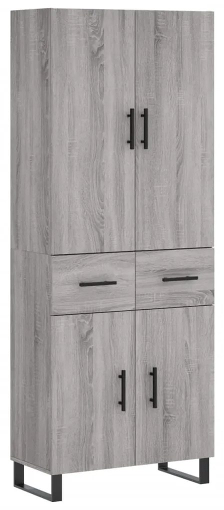 3198175 vidaXL Висок шкаф, сив сонома, 69,5x34x180 см, инженерно дърво