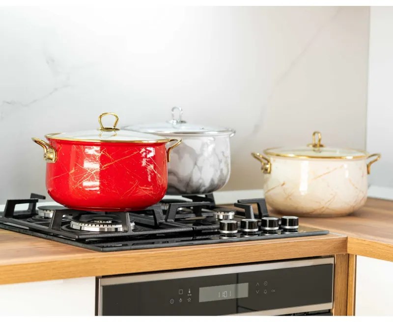 Тенджера Goldmann GM 8017-20B, 4L, 20х13 см, Емайлирана, Индукция, Златист/Мрамор