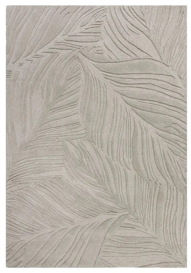 Светлосив вълнен килим 200x290 cm Lino Leaf - Flair Rugs