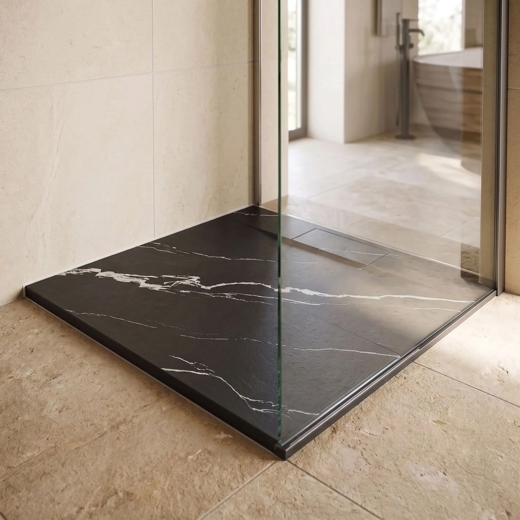 Корито за душ кабина Bazalt CARRARA BLACK 90x90