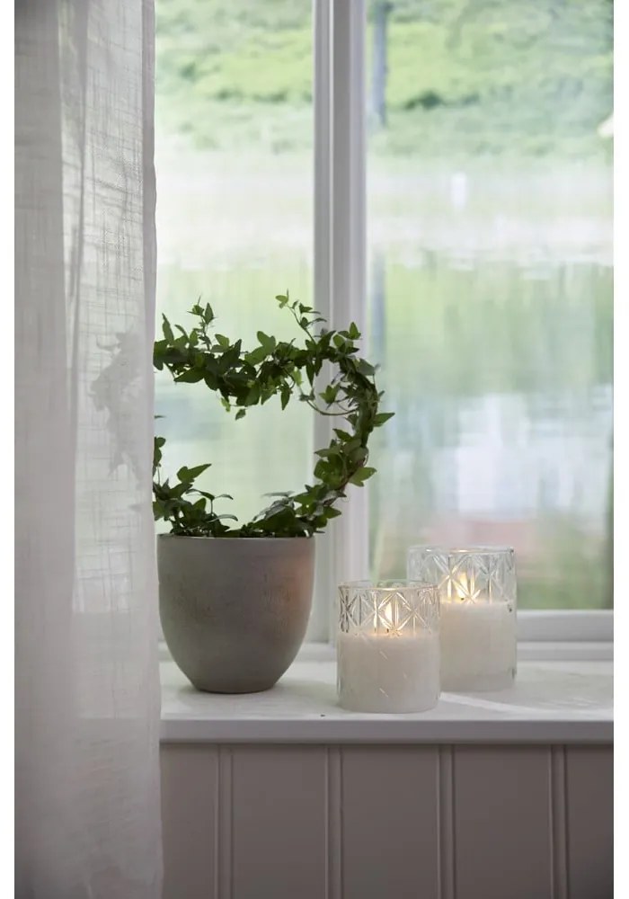 Бяла LED восъчна свещ в стъкло, височина 12,5 см Flamme Romb - Star Trading