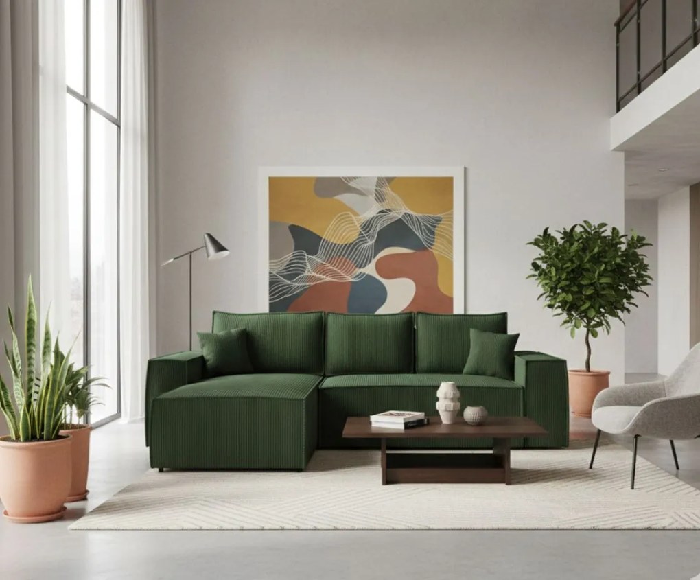 Ъглов диван Malaga mini I-Prasino-Left