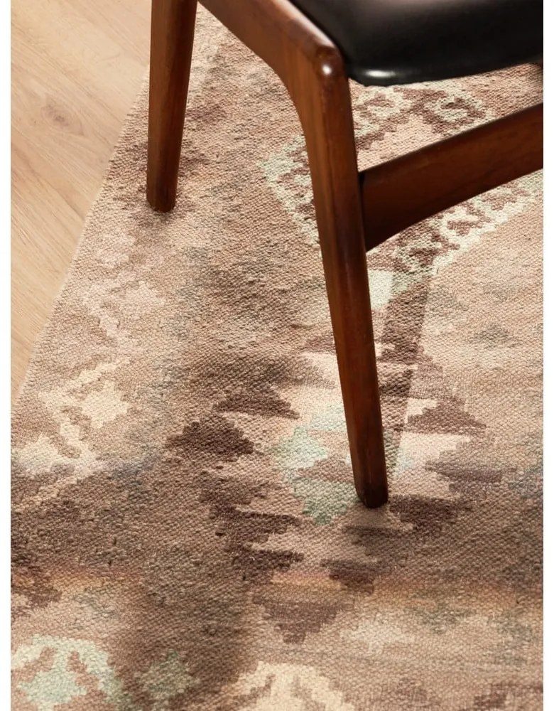 Светлосиня и бежова двустранна ръчно изработена вълнена пътека 60x190 cm Kamal Dune – Nouristan