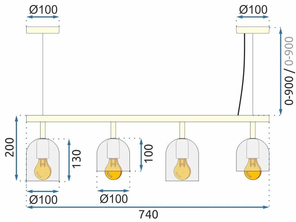 Плафон APP1031-4CP Black