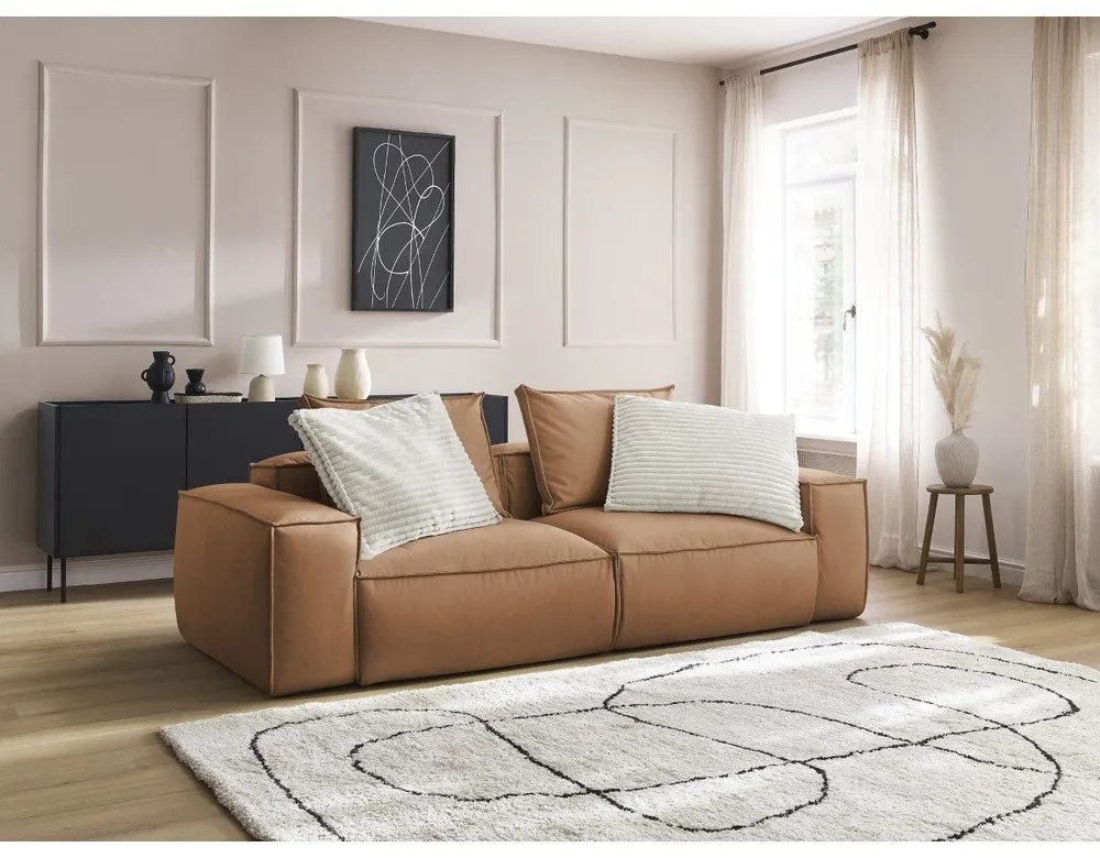 Кафяв диван от изкуствена кожа 260 cm Boheme – Bobochic Paris