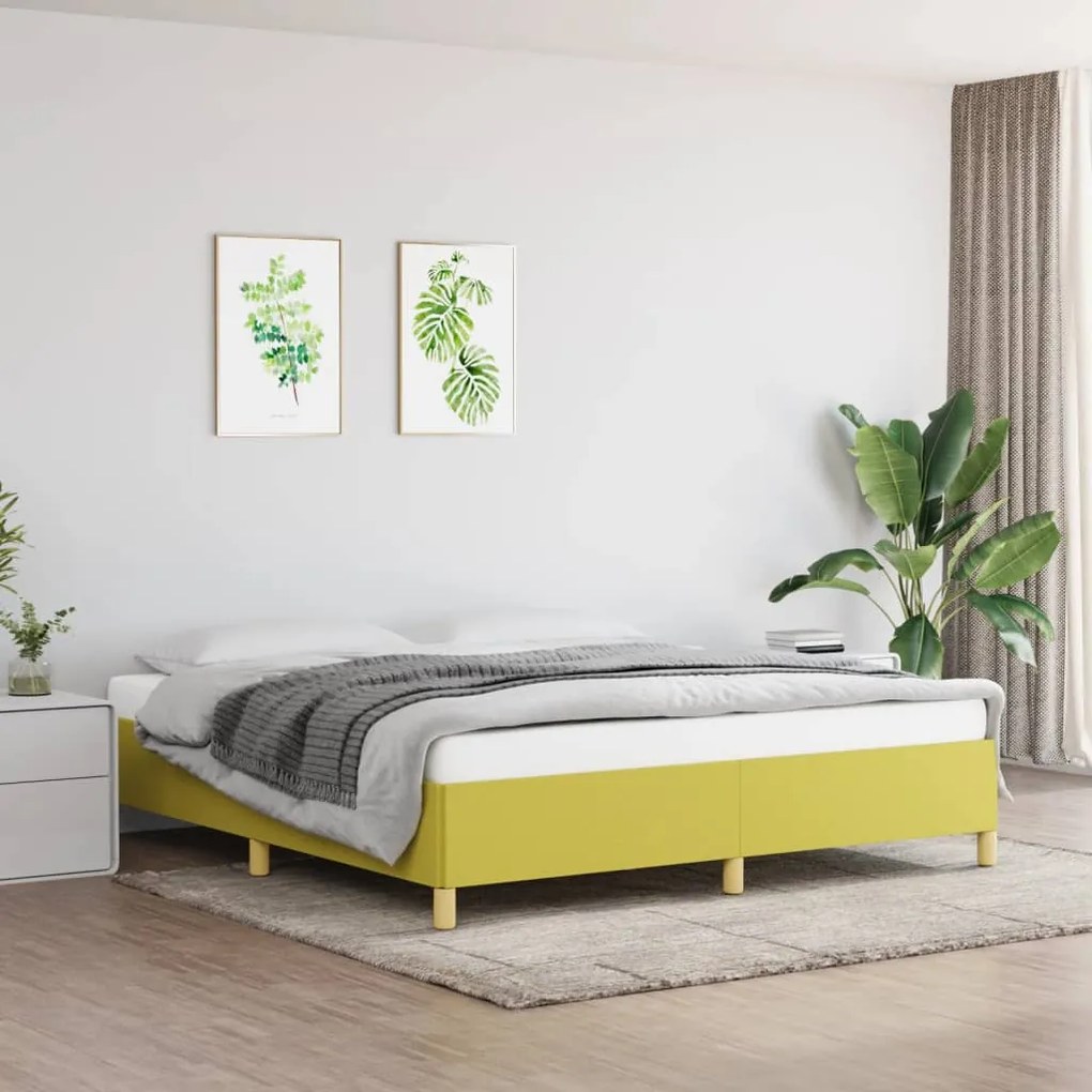 347180 vidaXL Рамка за легло без матрак, зелена, 160x200 см, плат