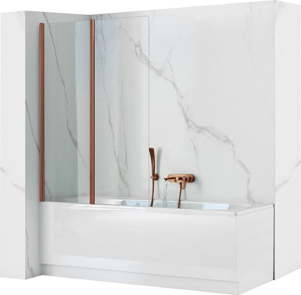 Параван подвижен за вана Rea Agat-2 100 Brush Copper