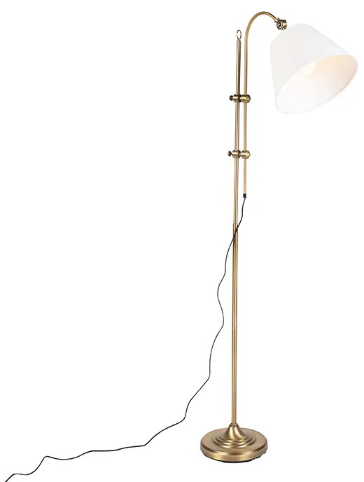 Класическа подова лампа бронз с бял абажур - Ashley