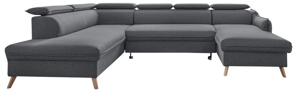 Тъмно сив U-образен разтегателен диван, ляв ъгъл Sweet Harmony - Miuform