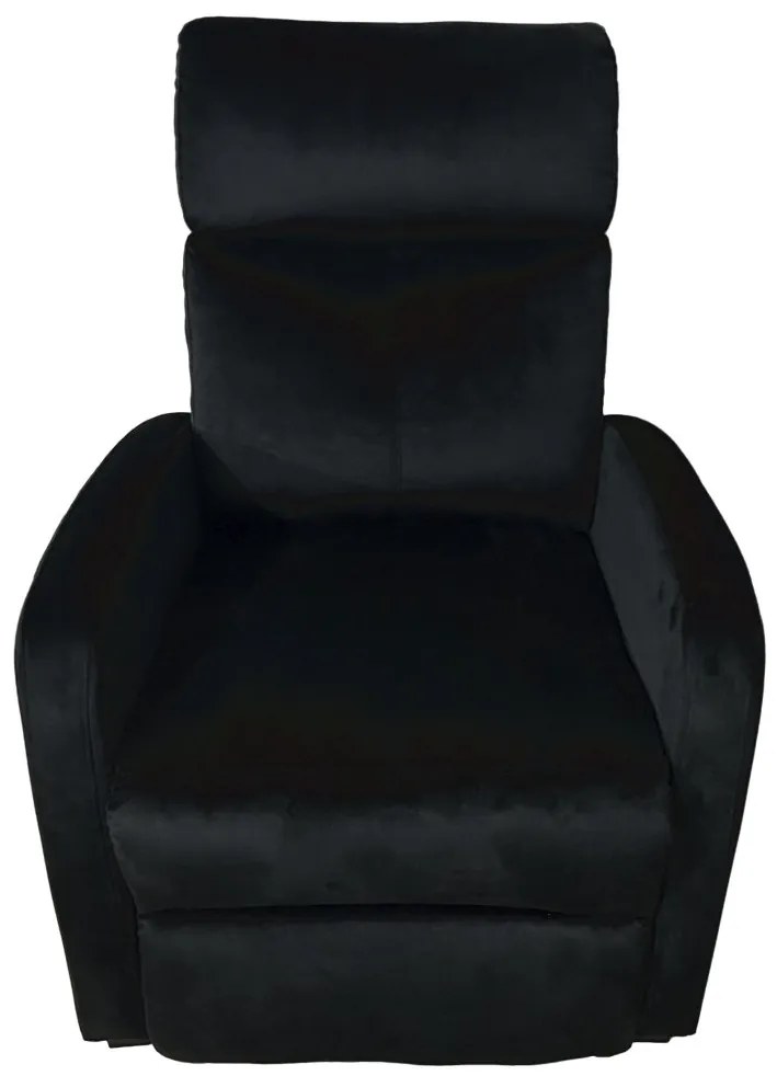 Стилен фотьойл с накланяне от черно кадифе