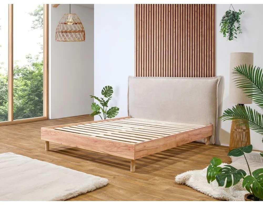 Бежово/натурално двойно легло с решетка 180x200 cm Charlie - Bobochic Paris