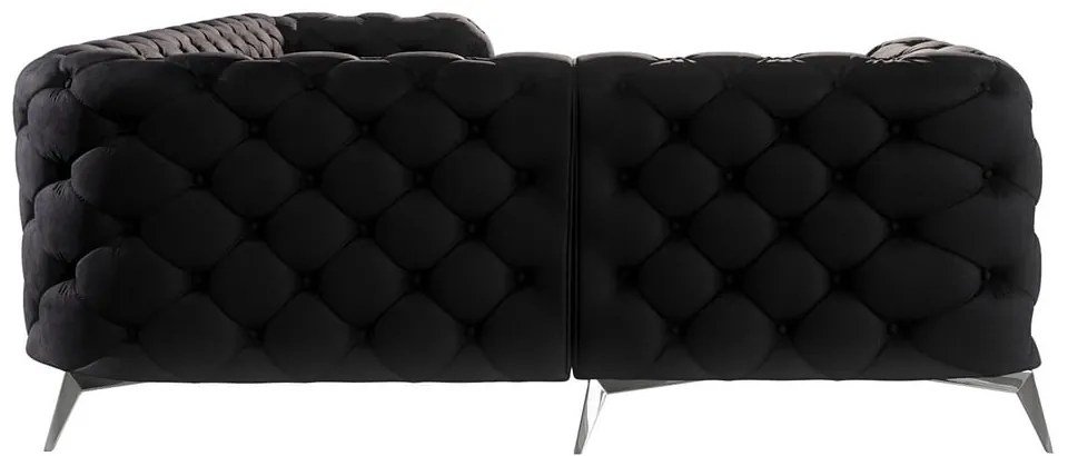 Черен кадифен ъглов диван (ляв ъгъл/L форма) Chelsea – Ropez