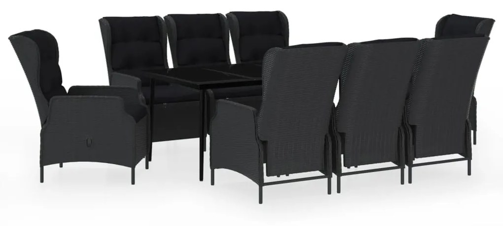 3099660 vidaXL Градински трапезен комплект, 9 части, тъмносив