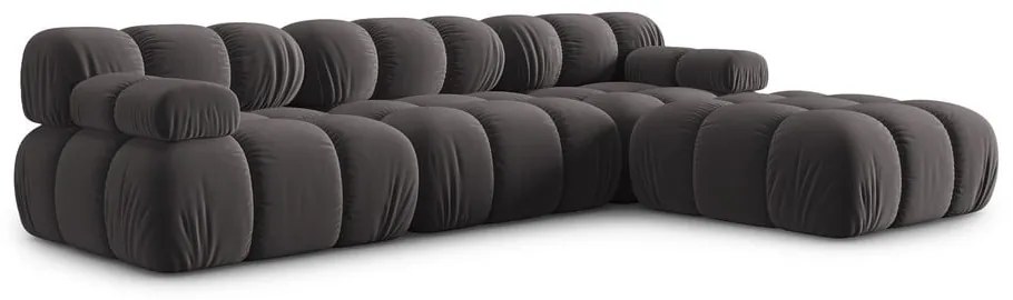 Тъмносив ъглов диван от кадифе Bellis - Micadoni Home