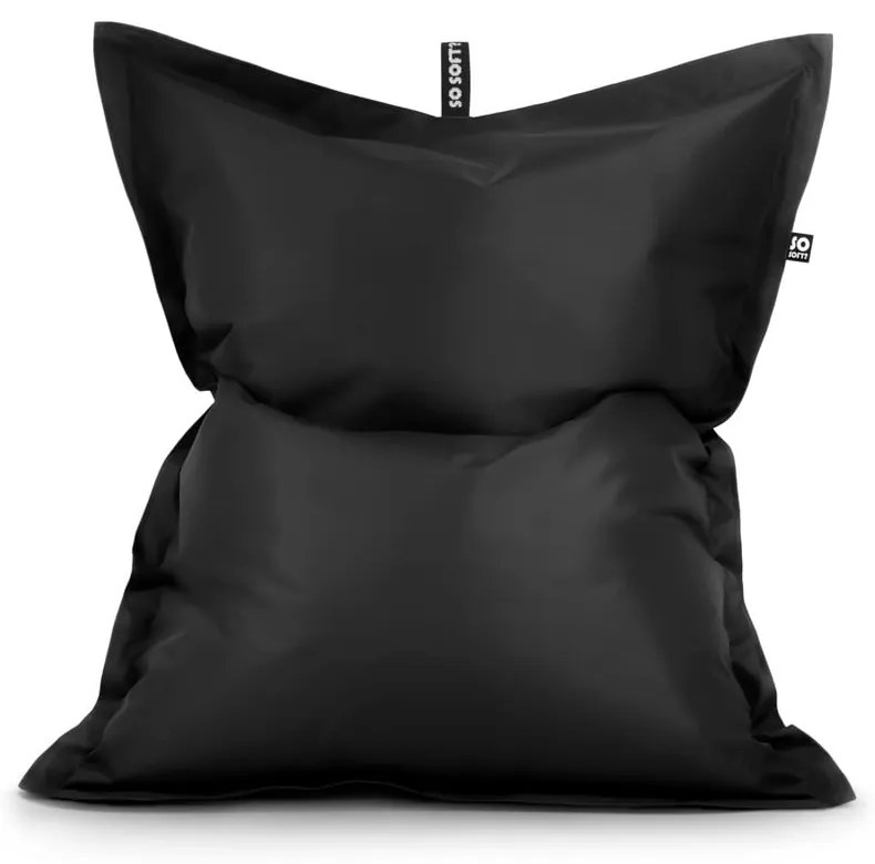 Черен детски пуф от изкуствена кожа Pad M – So Soft?