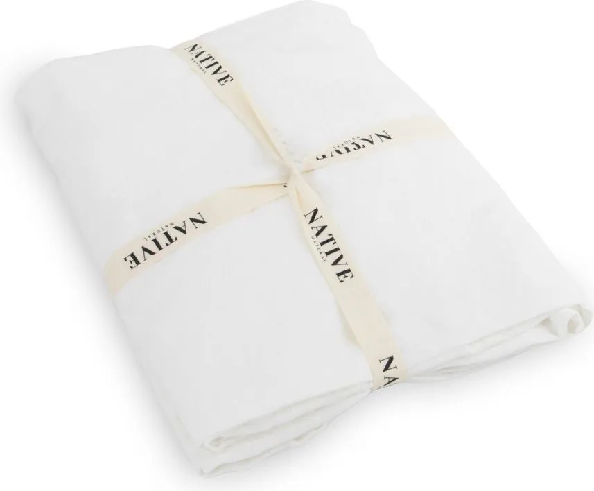 Бяло единично ленено спално бельо 135x200 cm Blanco – Native Natural