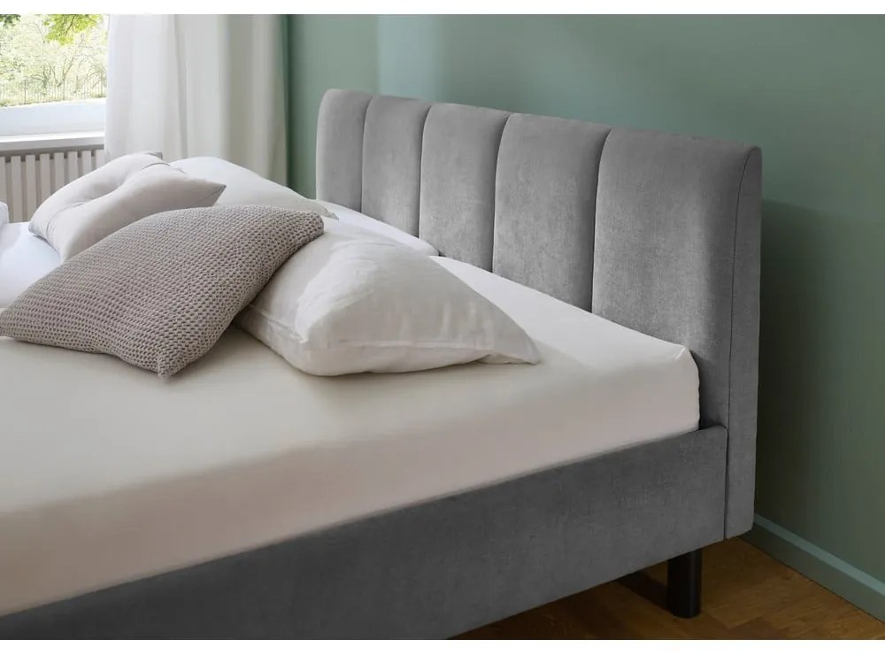Сиво двойно легло 180x200 cm тапицирано без ламелно дъно Joker – Meise Möbel