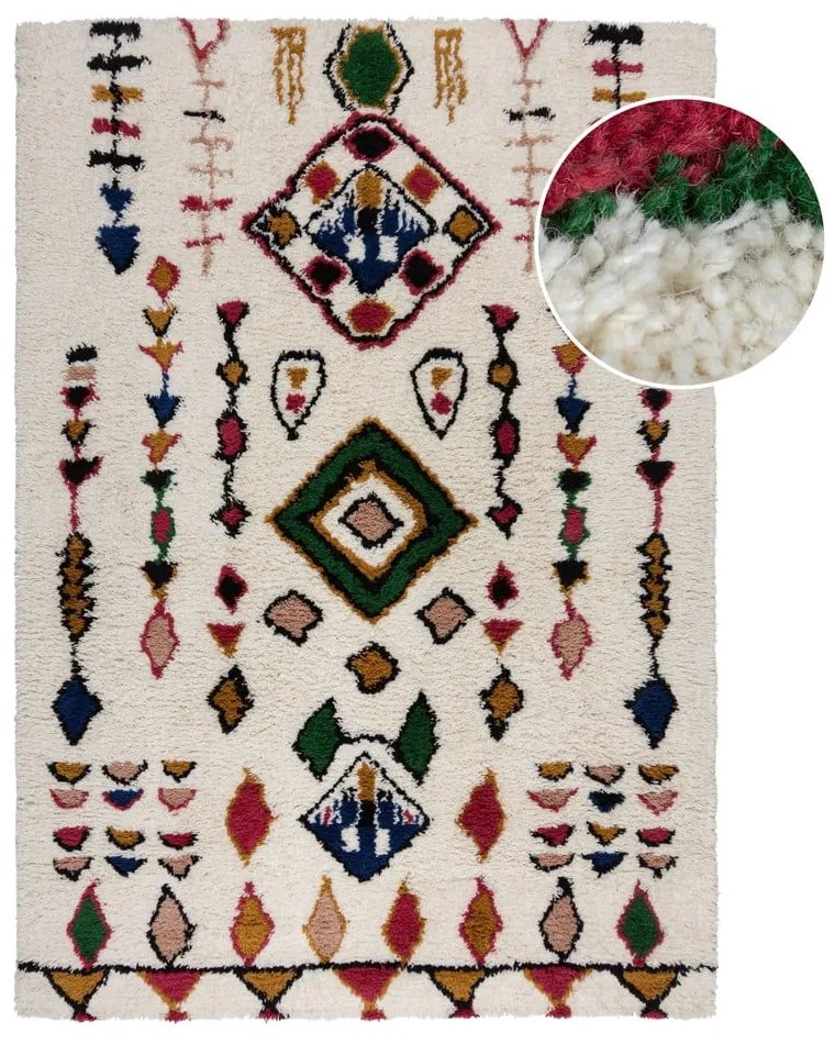 Кремав ръчно изработен вълнен килим 200x290 cm Moroccan Fes – Flair Rugs