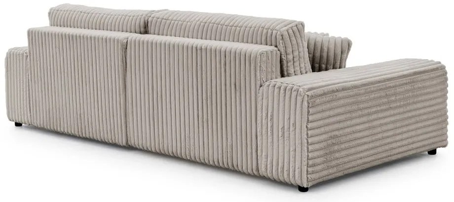 Светлосив разтегателен ъглов диван от рипсено кадифе с място за съхранение (десен ъгъл) Sarina – Ropez