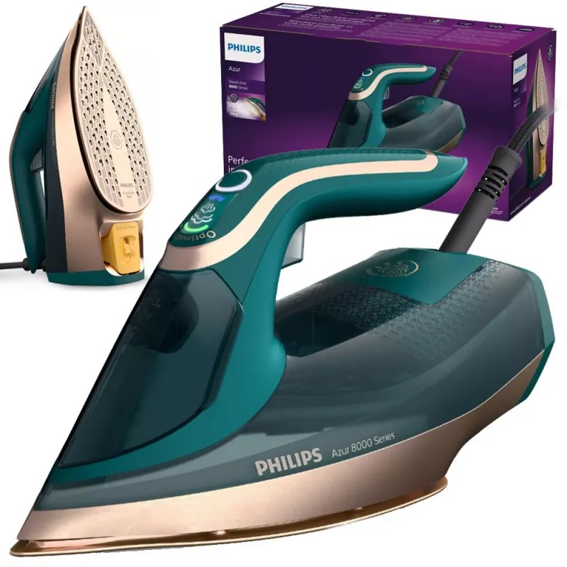 Ютия Philips DST8030/70, 3000W, SteamGlide Elite, OptimalTEMP, Декалциране Quick Calc Release, 55 г/мин, Зелен опал