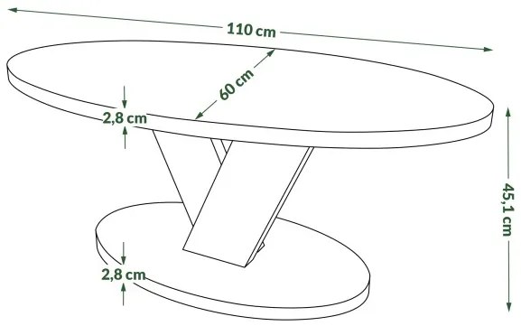 ЛОВА Елегантен Орех/Бежово Таупе - ОВАЛНА ХОЛНА МАСА 110x60 cm МОДЕРНА МАСА ЗА КАФЕ