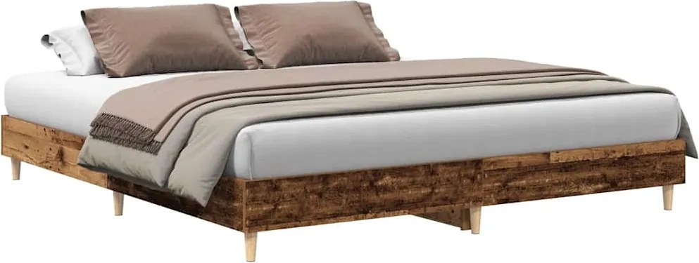 3328706 vidaXL Рамка за легло без матрак старо дърво 200x200см инженерно дърво