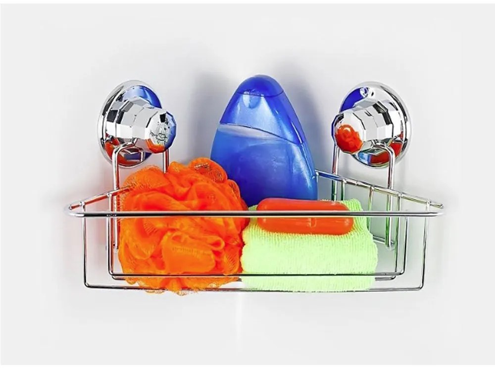 Етажерка за баня на едно ниво - ъглова TEKNO TEL TR DM 251, 21х21х15 см, Вакуум, Хром